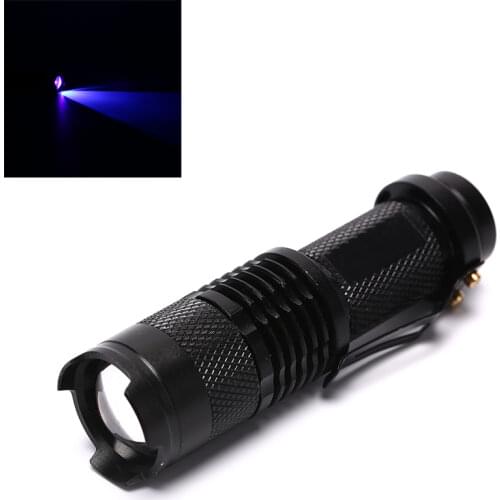 395/365 nM UV Ultra LED Flashlight Blacklight Light Inspection Lamp Torch Flashlight Lamp AA Battery