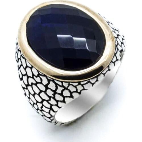 925 sterling Silver Blue Zircon Stone Ring