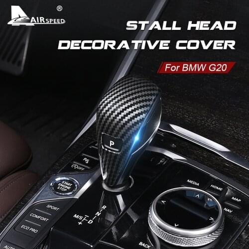 AIRSPEED for BMW 3 Series G20 330i 330e M340i Accessories Carbon Fiber Style Gear Shift Knob Handle Cover Sticker Interior Trim