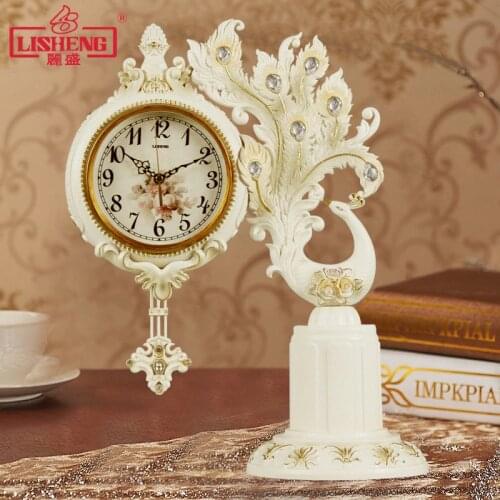 European Peacock Clock Living Room Table Clock Silent Quartz Watch Personality Art Pendulum Clock Decoration Desk & Table Clocks