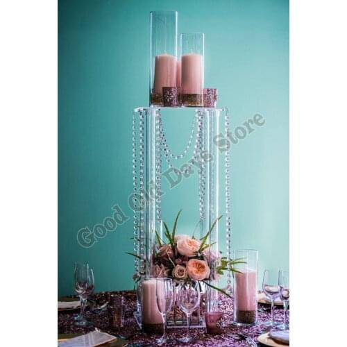 Wedding Crystal flower stand candle holder table centerpiece acrylic wedding decoration 50cm Tall
