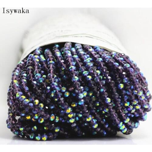 Isywaka Purple Half AB Color 3*4mm 145pcs Rondelle Austria faceted Crystal Glass Beads Loose Spacer Round Beads Jewelry Making