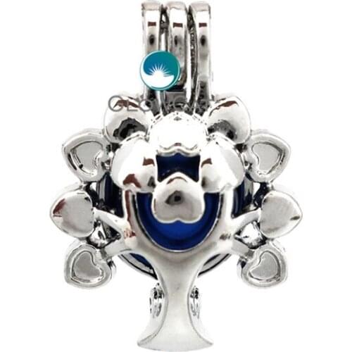 K691 5pcs/lot Heart Tree of Lift Beads Cage Locket Pendant Locket Fairytale Party Essential Oil Diffuser