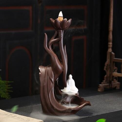 Censer Purple Ceramic Back Flow Sand Bergamot and Lotus Heart Zen Decor Incense Burner Incense Waterfall Room Decor Home Decor