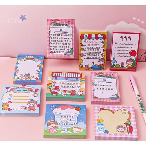 50Page Cute Cartoon Ins Wind Notebook Student Learn Message Memo Pads Book Paper Office Supplies Kawaii Stationery Sticky Notes