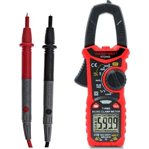 HT206D AC DC 600V 600A Ohm Hz Temperature Digital Clamp Meter multimeter pinza amperimetrica New