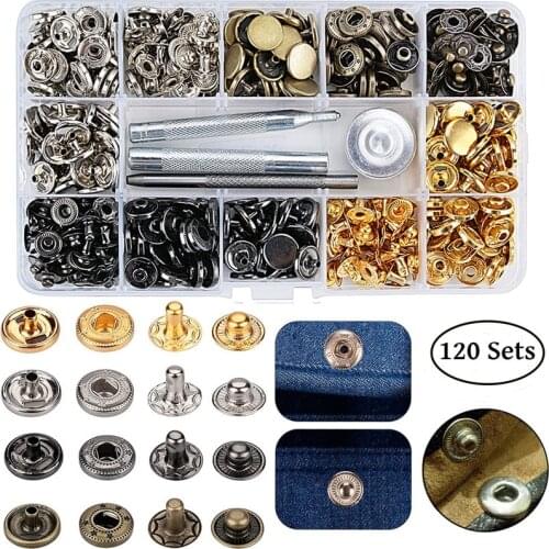 Meetee 12.5mm Metal Snap Button Press Studs Nstallation Tools Leather Snap Fasteners Kit for Bags Clothing Sewing Accessories