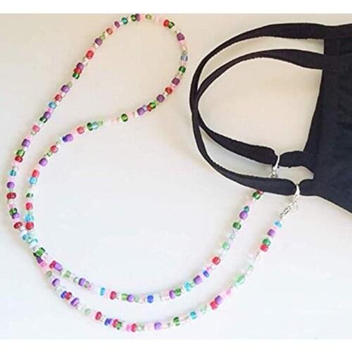 New beads necklace mask chain eyewear chain fashion colored glass beads non slip chain eyewear rope mask rope