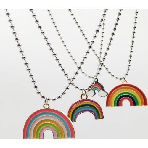 Rainbow Pendant Necklace For Women Girls 2021 Fashion Female Stainless Steel Chain Bear Feet Necklace Wholesale Drop Shipping