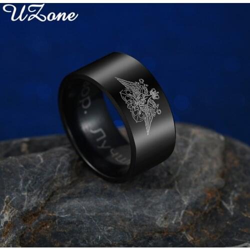 UZone Polished Stainless Steel Russian Navy Army Air Force Finger Ring Black Signet Eagle Rings for Men Charm Gifts