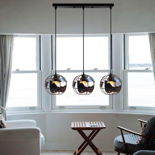 1/3 Heads Industrial Pendant Lights Metal Globe Lamp Shade Luminaire Suspension Hanging Lighting Fitting for Home Living Room
