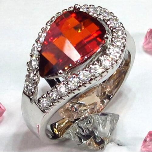 Fleure Esme luxury wedding rings Jewelry & Accessories for men and women Punk Red Cubic Zirconia Rhodium Plated R329 size 6 7 8