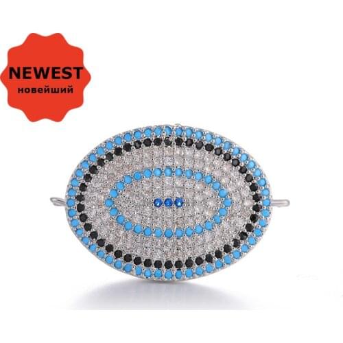 Luxury AAA Cubic Zirconia Crystal Evil Eye Shape Connectors Charms Pendants DIY Jewelry Fit Making Bracelet Necklace Accessories