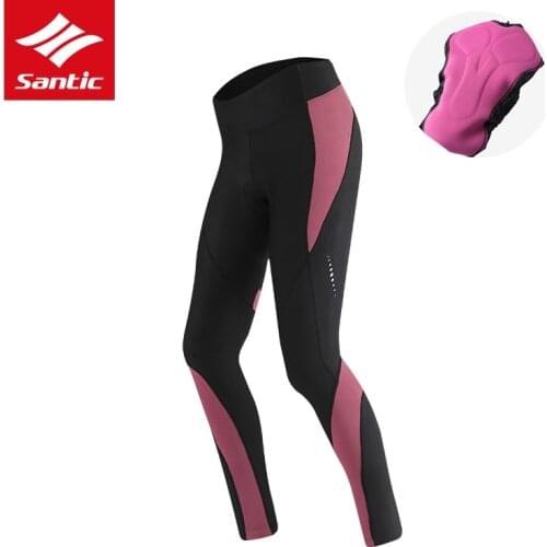 Santic Women Cycling Pants Autumn Winter Thermal Fleece MTB Road Bike Pants Italian Imported Padded Bicycle Long Pants Clothing