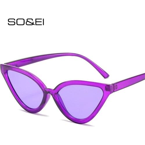 SO&EI Fashion Cat Eye Sunglasses Women Retro Jelly Tea Champagne Eyewear Men Trending Triangle Shades UV400 Sun Glasses