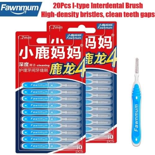 Fawnmum 2x10Pcs I-Shaped Interdental Brush Tooth Orthodontic Toothbrush Cleaning Stick Interdental Cleaners Toothpick Oral Care