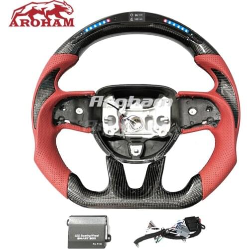 LED Racing Sport Carbon Fiber Steering Wheel For Dodge Challenger Charger SRT Hellcat 2015 2016 2017 2018 2019 2020