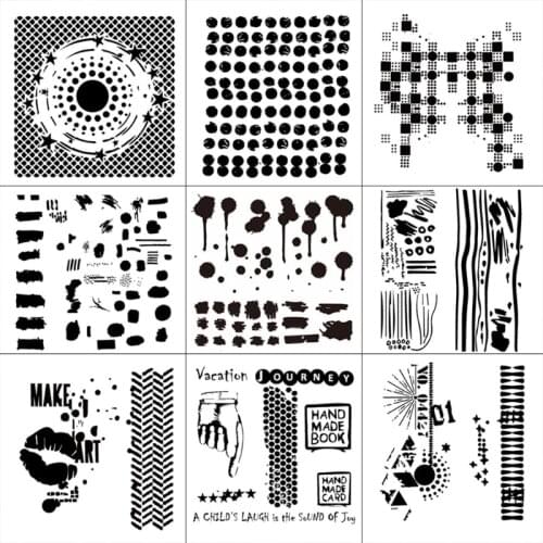 9Pcs Plastic Scrapbook Stencils For Drawing Template Painting Scrapbooking Embossing Stamping Album Card DIY Art Crafts Supplies