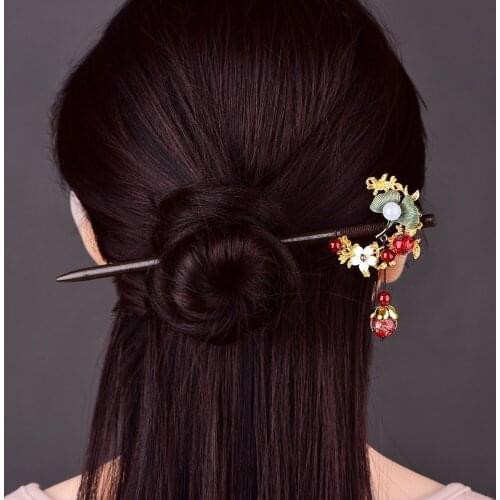 Ethnic style retro exquisite synthetic flower hair stick ancient Chinese classical palace hair hair jewelry