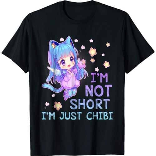 I'M Not Short I'M Just Chibi Cute Little Girl Anime T-Shirt Summer Fashion Teen Male Short Sleeve Pattern O-Neck Hipster T Shirt