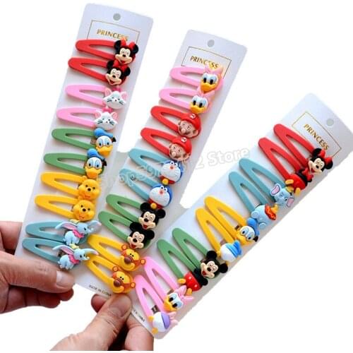 Disney Mickey Minnie Hair Clip Candy-colored Animal Kids Hair Tie Women Treasure BB Clipper New Baby Girl Accessories Xmas Gifts