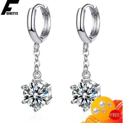 Fashion Earrings 925 Silver Jewelry Korean Long Style Inlaid Zircon Gemstones Drop Earring for Women Wedding Party Accessories
