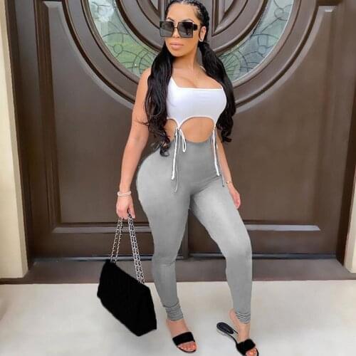 Women Rompers Sexy Spaghetti Strap Bandge Hollow Out Bodysuits Bodycon Streetwear Body Femme Casual Workout Jumpsuits Outfits