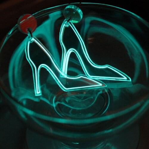2021 New Crystal shoes Earrings Glow in The Dark high-heeled shoes Women Pendant earring colorful Jewelry