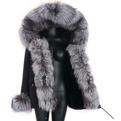 2021 Women Winter Coat Short Casual Jacket Plus Size S-7XL Waterproof fabric Parkas Real Fox Fur Collar Hooded Overcoat