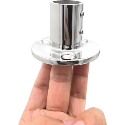 1 Pair Heavy Duty Boat Hand Rail Fitting 1 inch 25mm Round Stanchion Base 90 Degree w/ Screws, 316 Stainless Steel