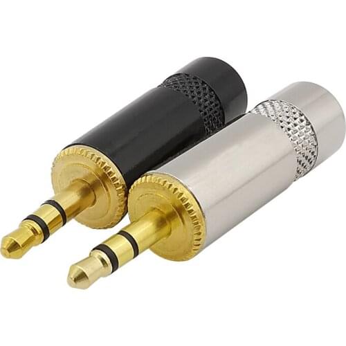2Pcs/Lot 3.5mm Headphone Plug Audio Wire Solder Connectors Silver Black 3.5mm Jack 3Pole Stereo HiFi Earphone Male Plug Adapter