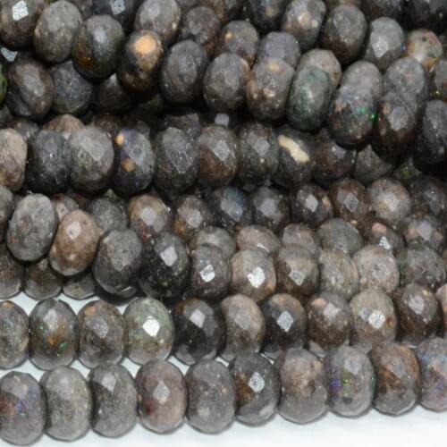 Natural Simple Quality Black / Grey Opal Faceted Rondelle Beads 7.8mm-8mm,Thickness About 4.5mm-5.5mm