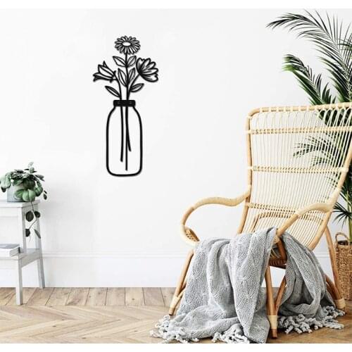 Flower Vase Metal Wall Art Desktop Decor Ornaments Flower in Vase Wall Decorate 85AC