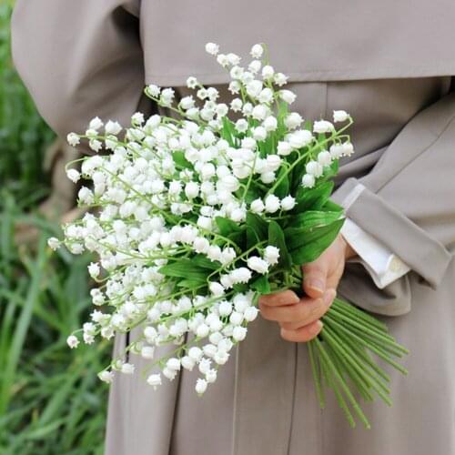 1/6/12pcs Artificial Lily of The Valley Flowers Bouquet for Wedding Party Decoration Fake Flowers Home Garden Supplies Floral