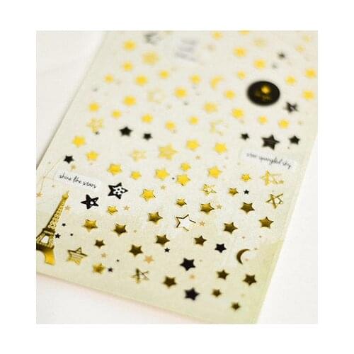 DIY Decoration Antique Gold Stamping Stickers Scrapbooking Twinkle Little Star Moon Paris Eiffel Tower Stickers