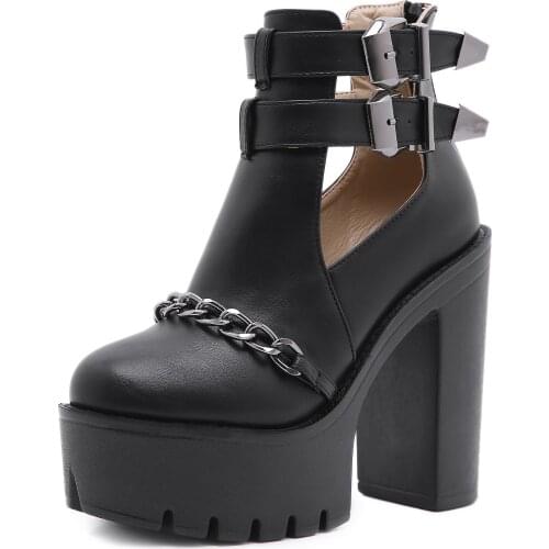 Dropshipping 2021 Sandals Rome Gladiator Slingbacks Peep Toe Women Flats Shoes Gothic Creepers Ladies Chain Plus Size 41 42