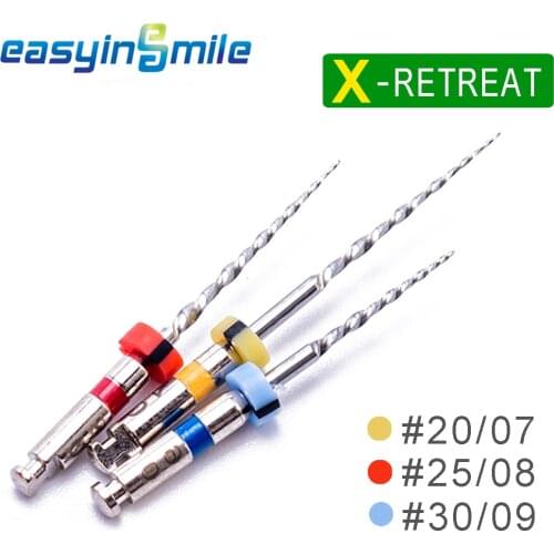 EASYINSMILE 3Pcs/pack Endodontic Dental Rotary NITI Re-treatment Files Assorted Dental Endo Use