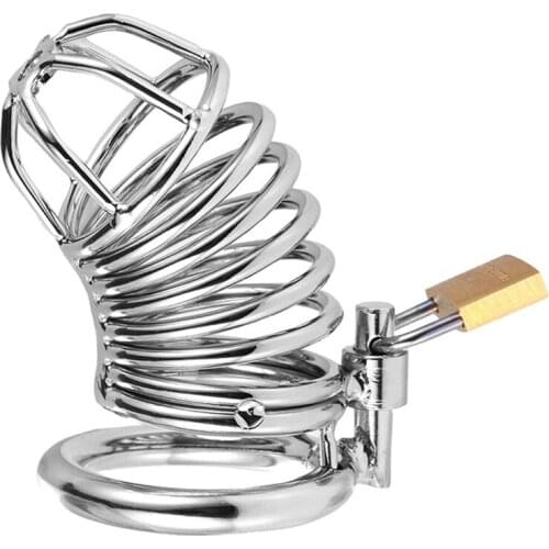 3 Sizes Chastity Lock Adult Games Stainless Steel Cock Ring Metal Penis Sleeve Chastity Cage Metal Penis Ring Sex Toys For Men