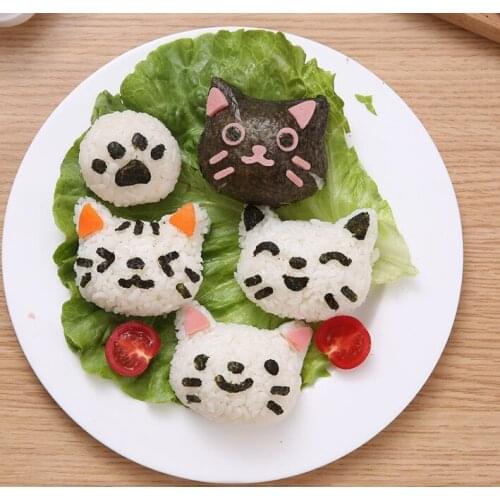 Kitty Rice Roll Mold Set Cute Sushi Cartoon Lunch Mold Kitchen Gadgets, Sushi Tools, Childrens Sushi