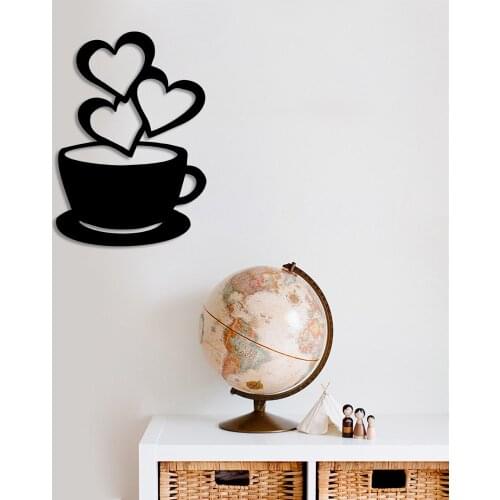 Coffee Cup And Three Hearts Wall Room Home Accessory Wooden Table 35x50cm