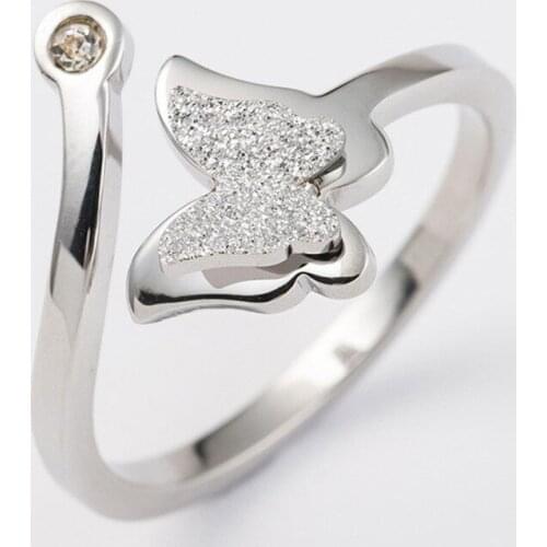 Korean Top Quality Matte Butterfly Ring Open Rings For Women Girls Jewelry Cute Simple Adjustable Ring Ring Gifts Wholesale