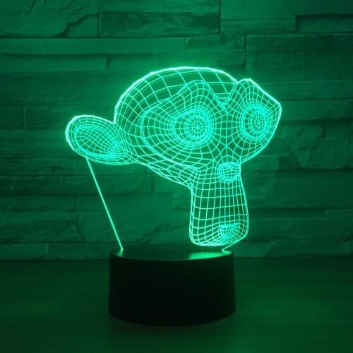 Monkey mask LED 3D Night Light Colorful Usb Remote Touch LED Visual Atmosphere Lamp Home Decor Lights 1250
