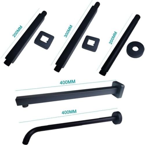 Overhead Shower Arm Set Wall Ceiling Mounted Head Shower Holder Matt Black Square Round Oval Stainless Steel