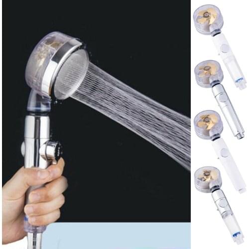 2021 Bath Shower Head High Turbo Pressure Handset Vortex Propeller Plating T Water Saving Flow Bathroom Accessories