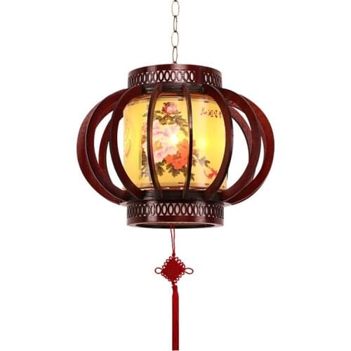 New Years antique high-grade led solid wood lanterns, live rotating lanterns, indoor balcony festive decorative lanterns