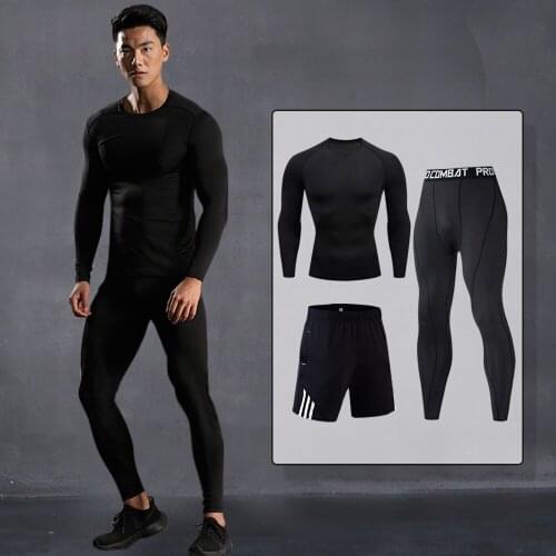 New Quick-Drying Mens Running Suit Compression Long-Sleeved Shirt Sports Suit Gym Fitness Exercise Jogging Suit