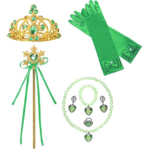 New Girls Princess Accessories For Kids Cosplay Party Headband Crown Wand Bracelet Earrings Children Set