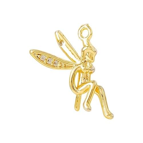 Factory wholesale Gold Color Brass Angel Charms Pendants Necklace Bracelet Earring Diy Jewelry Making Supplies Accessories