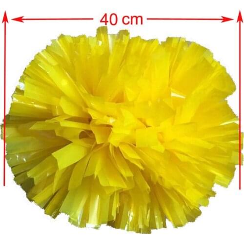 Yellow cheerleading pompoms (2pieces/lot) 40CM Cheers pompon with middle plastic handle Color can free combination