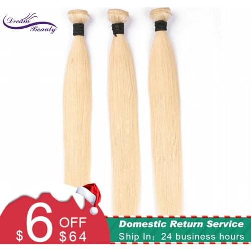 Dream Beauty Brazilian Straight Hair Bundles Weave 1 PC Blonde Full 613 Color Non Remy 100% Human Hair Extensions 10-28Inch